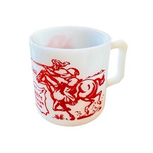 Vintage 50's Davy Crockett Child's Mug Milk Glass Hazel Atlas